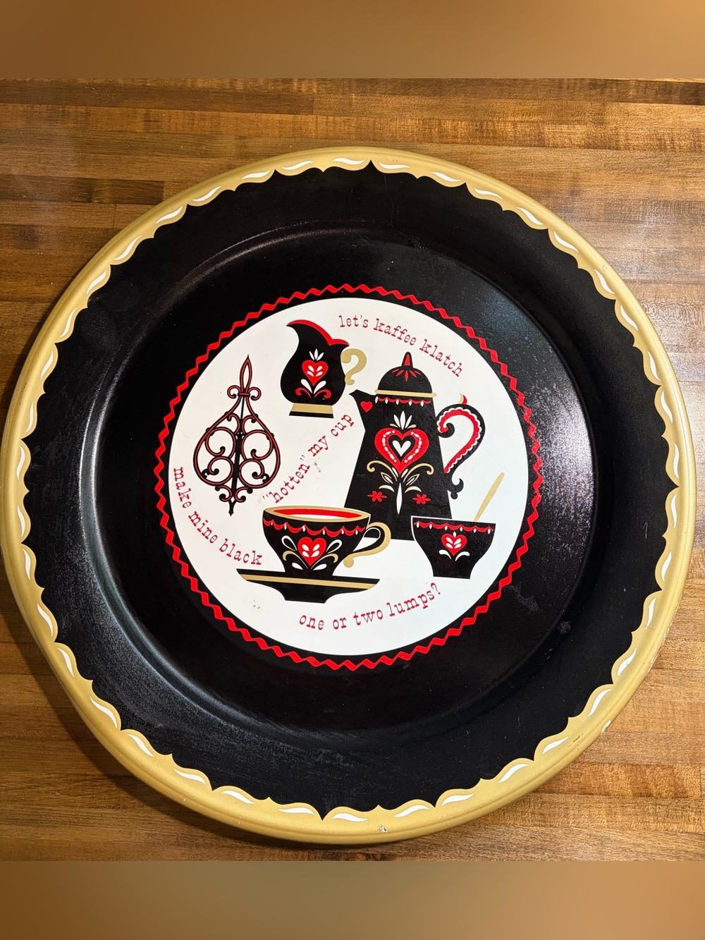 Vintage Kaffee Klatch Black, Red & Cream Tea Set Decorative Tray